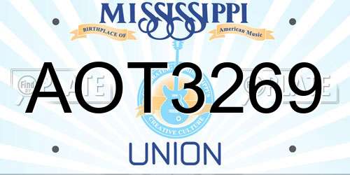 AOT3269 Mississippi License Plate