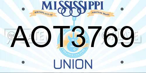 AOT3769 Mississippi License Plate
