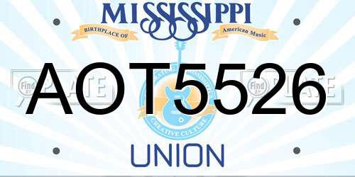 AOT5526 Mississippi License Plate