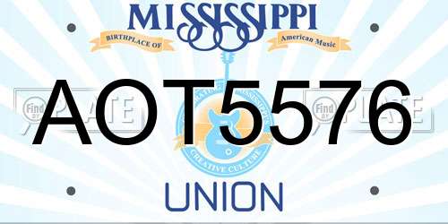 AOT5576 Mississippi License Plate