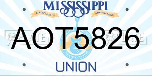 AOT5826 Mississippi License Plate