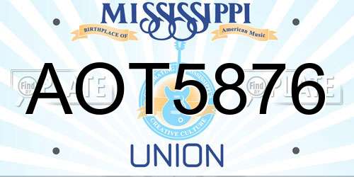 AOT5876 Mississippi License Plate