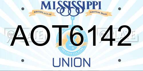 AOT6142 Mississippi License Plate