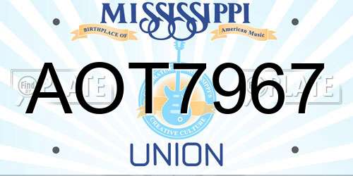 AOT7967 Mississippi License Plate