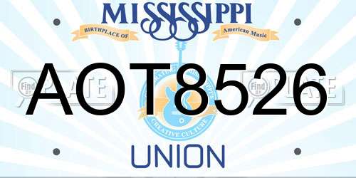 AOT8526 Mississippi License Plate