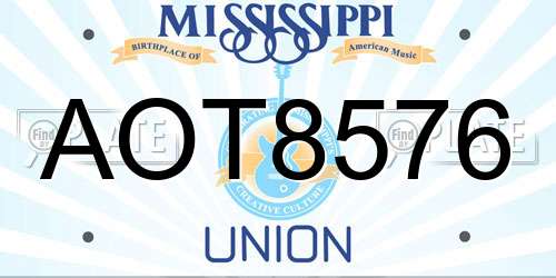 AOT8576 Mississippi License Plate