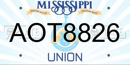AOT8826 Mississippi License Plate