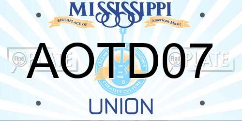 AOTD07 Mississippi License Plate