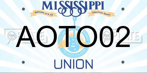 AOTO02 Mississippi License Plate