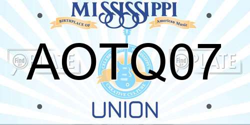 AOTQ07 Mississippi License Plate