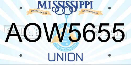 AOW5655 Mississippi License Plate
