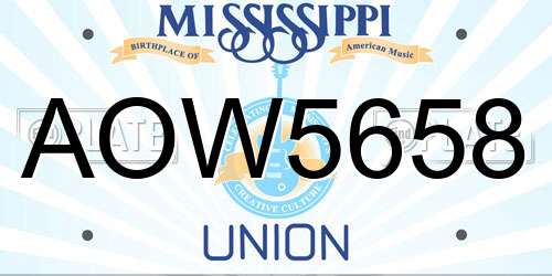 AOW5658 Mississippi License Plate