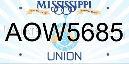 AOW5685 Mississippi License Plate