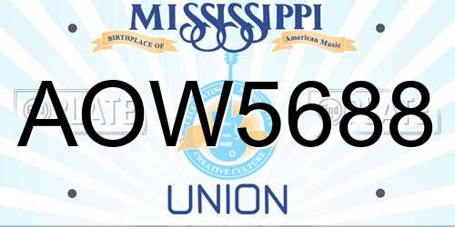 AOW5688 Mississippi License Plate