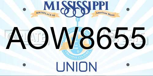 AOW8655 Mississippi License Plate