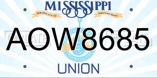 AOW8685 Mississippi License Plate