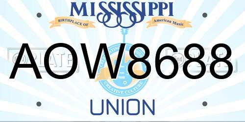 AOW8688 Mississippi License Plate