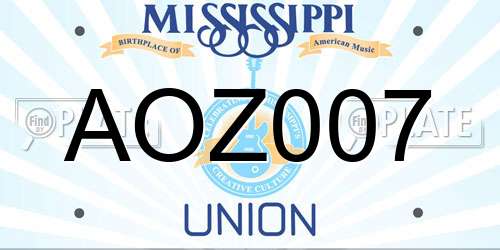 AOZ007 Mississippi License Plate