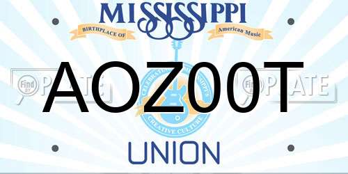 AOZ00T Mississippi License Plate