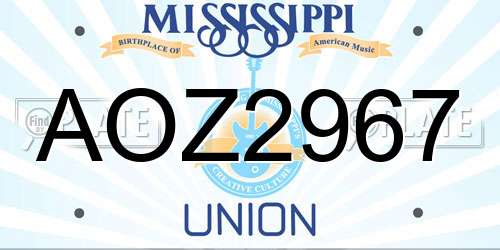 AOZ2967 Mississippi License Plate