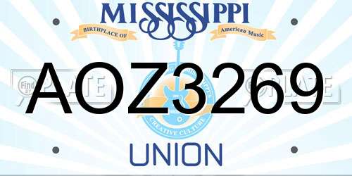 AOZ3269 Mississippi License Plate