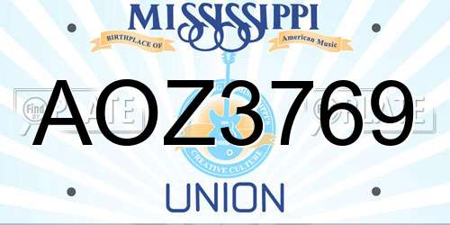 AOZ3769 Mississippi License Plate