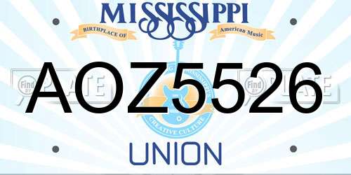 AOZ5526 Mississippi License Plate