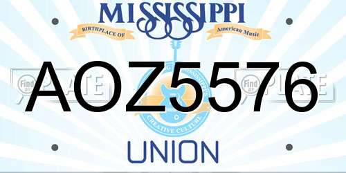 AOZ5576 Mississippi License Plate