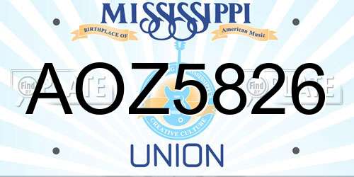 AOZ5826 Mississippi License Plate