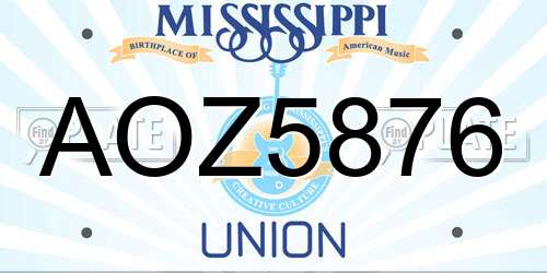 AOZ5876 Mississippi License Plate