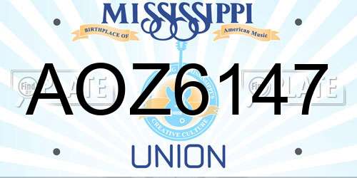 AOZ6147 Mississippi License Plate