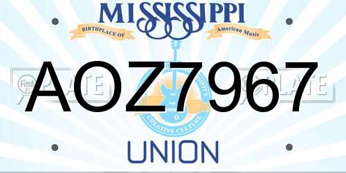 AOZ7967 Mississippi License Plate