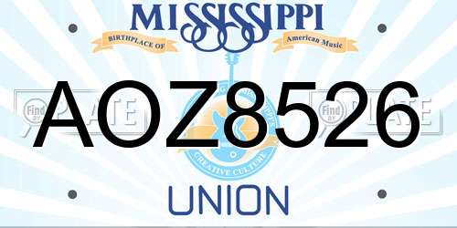 AOZ8526 Mississippi License Plate