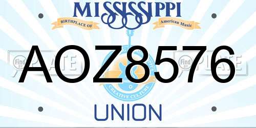 AOZ8576 Mississippi License Plate
