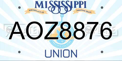 AOZ8876 Mississippi License Plate