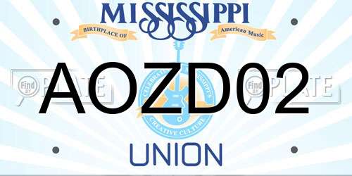 AOZD02 Mississippi License Plate