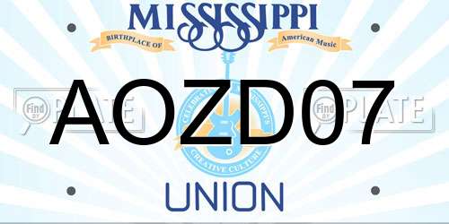 AOZD07 Mississippi License Plate