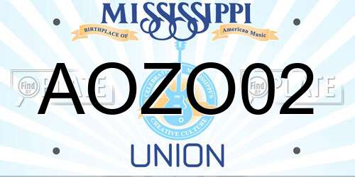 AOZO02 Mississippi License Plate