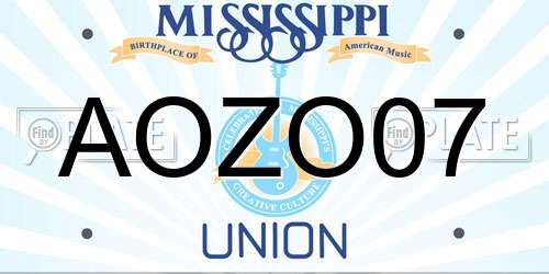 AOZO07 Mississippi License Plate