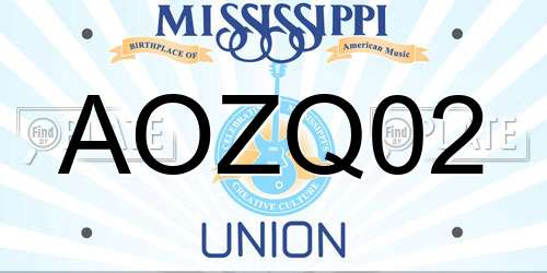AOZQ02 Mississippi License Plate