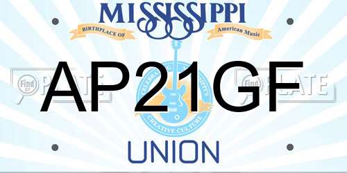 AP21GF Mississippi License Plate