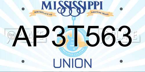 AP3T563 Mississippi License Plate