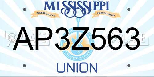 AP3Z563 Mississippi License Plate