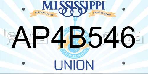 AP4B546 Mississippi License Plate