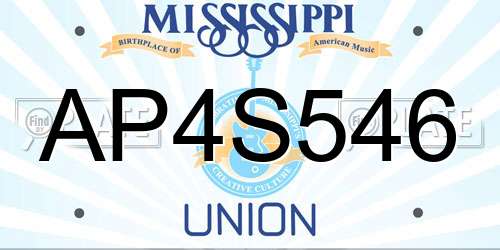 AP4S546 Mississippi License Plate