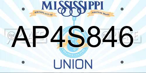 AP4S846 Mississippi License Plate