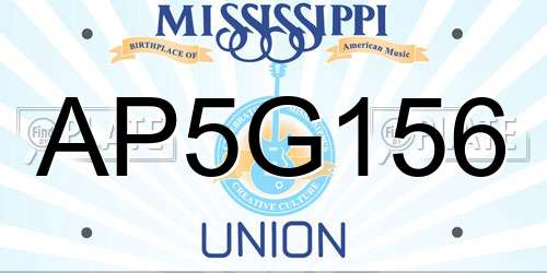 AP5G156 Mississippi License Plate