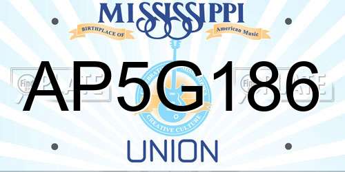 AP5G186 Mississippi License Plate