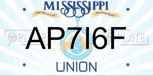 AP7I6F Mississippi License Plate