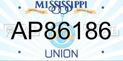 AP86186 Mississippi License Plate